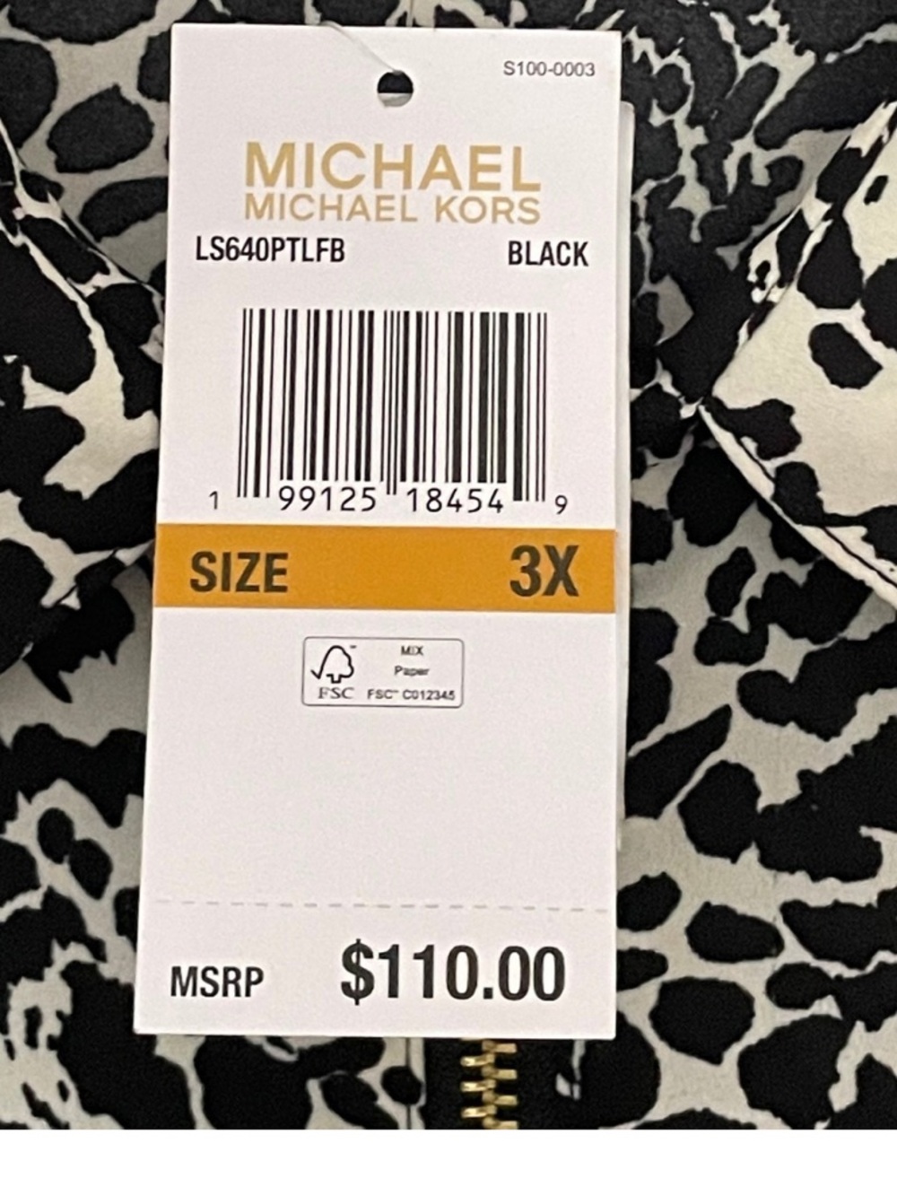 🖤 Michael Kors Animal Print Zip Blouse – Size 3X – NWT 🖤 - Picture 7 of 7